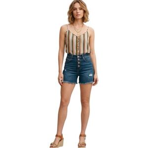 RACHEL Rachel Roy 70s High-Waist Button Fly Denim Shorts - Size 6/28